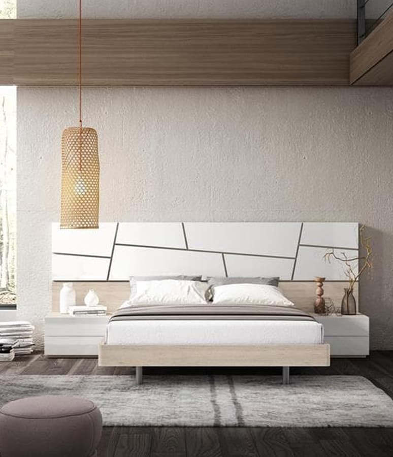 Dormitorio de matrimonio en exposición en Muebles Galicia Baio, Zas